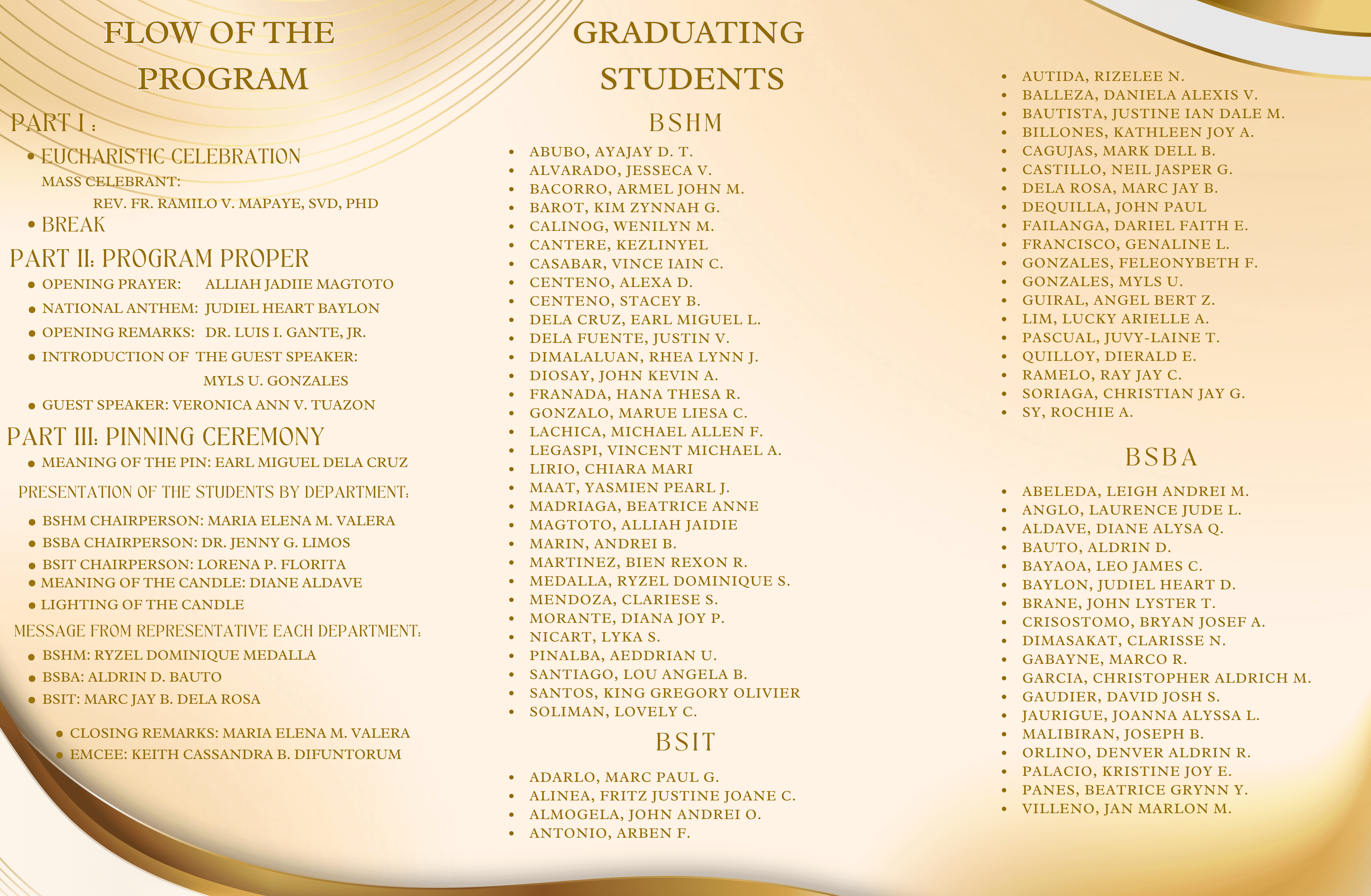 DWCSJ Pinning Ceremony 2026 Leaflet Back