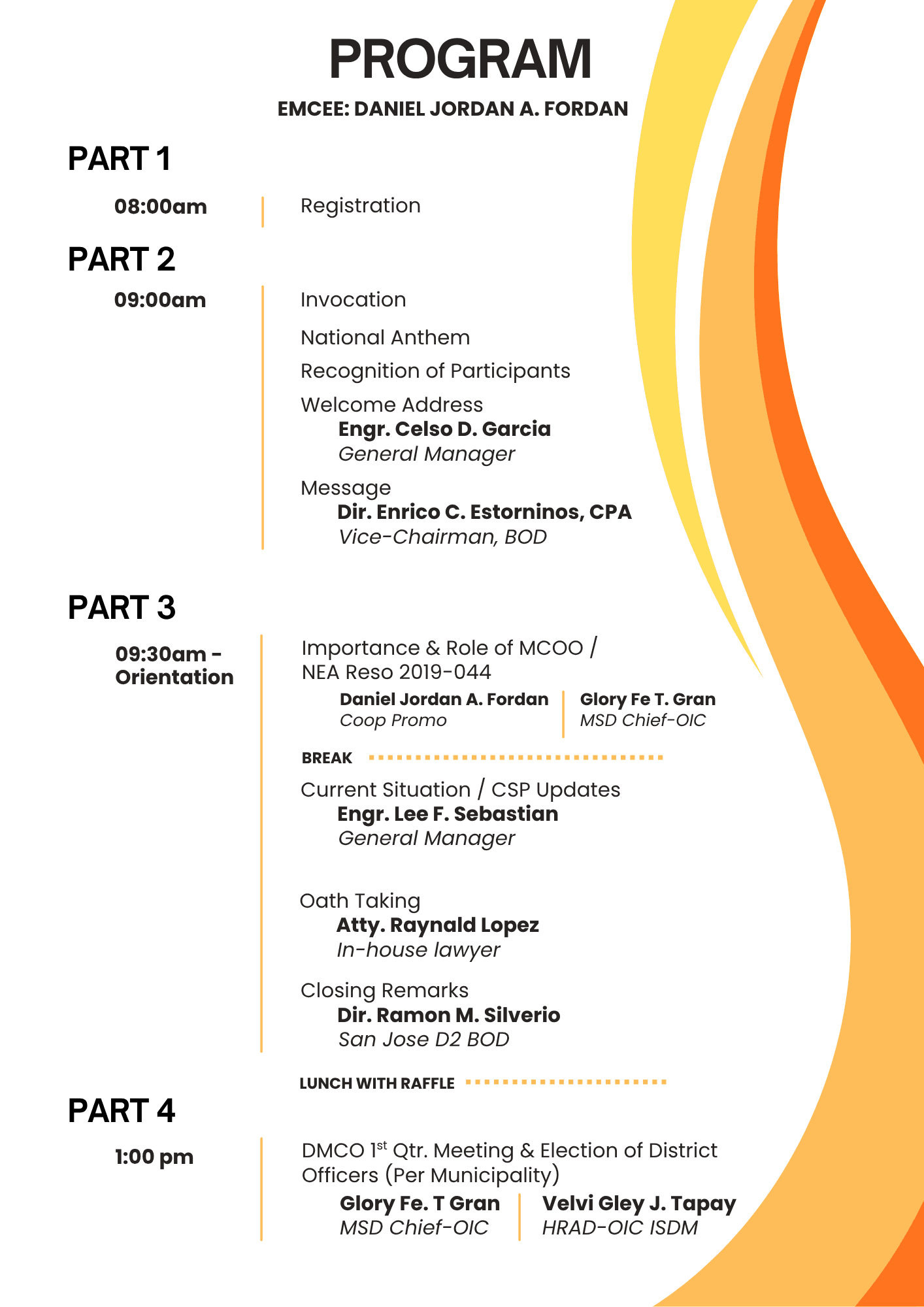 OMECO MCO Oath Taking 2026 Leaflet Back