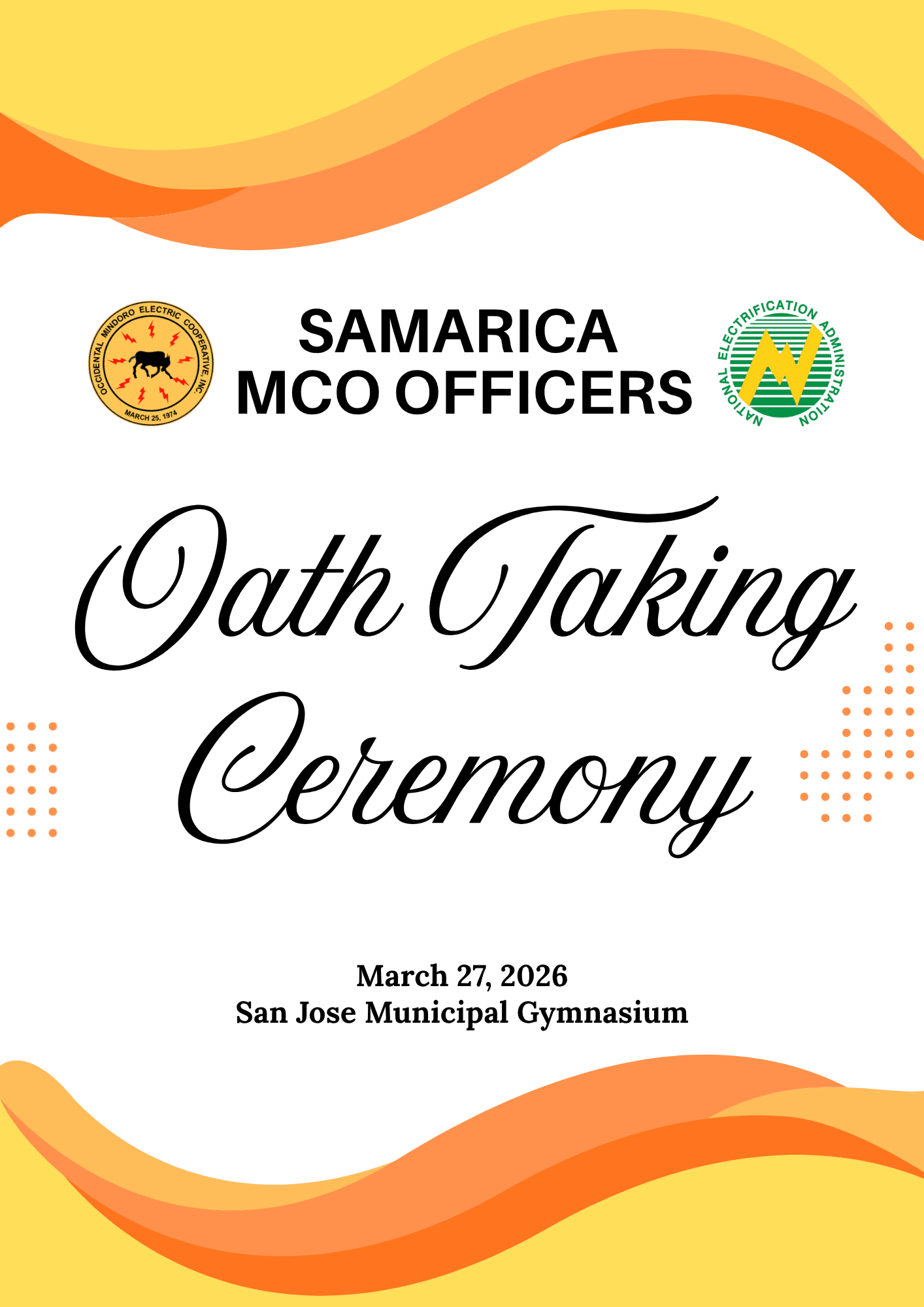OMECO MCO Oath Taking 2026 Leaflet Front